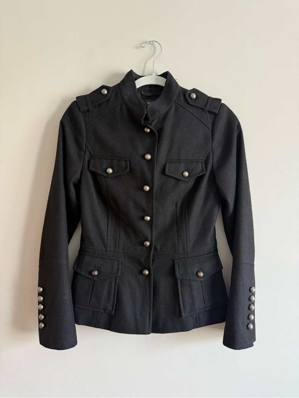 Vintage H&M Black Military-Style Button Front Jacket